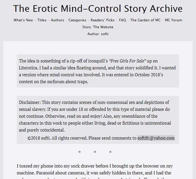 Review do site MCS (Mind Control Stories - Negocio Adulto.